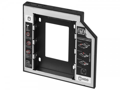 Adapteris 2.5" HDD/SSD SATA 12.5mm vietoj nešiojamo kompiuterio DVD lusto